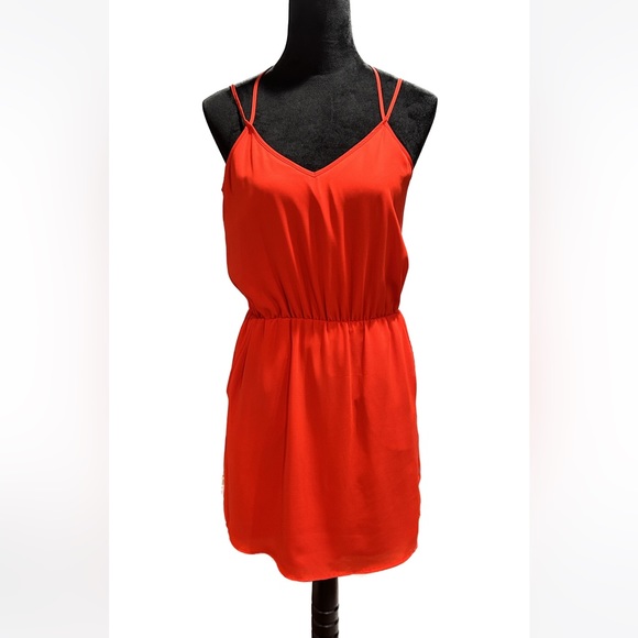 Red-Orange Banana Republic Double Strap Dress w/ Pockets.  Size 4 - Picture 1 of 7